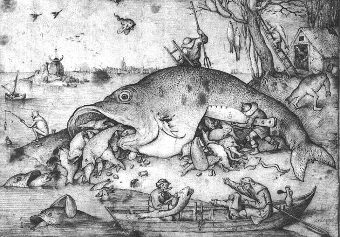 BRUEGEL, Pieter the Elder Big Fishes Eat Little Fishes g